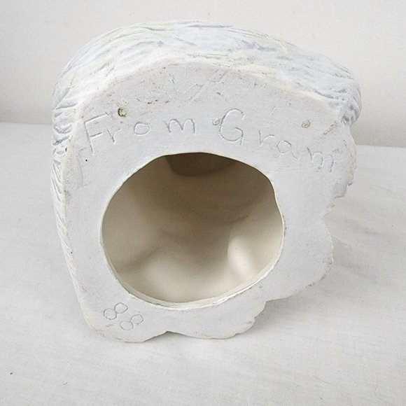 Vintage Christmas Santa Hat 8.5" Cat Kitten Kitty Ceramic Statuette Gray Cottage - Picture 9 of 9